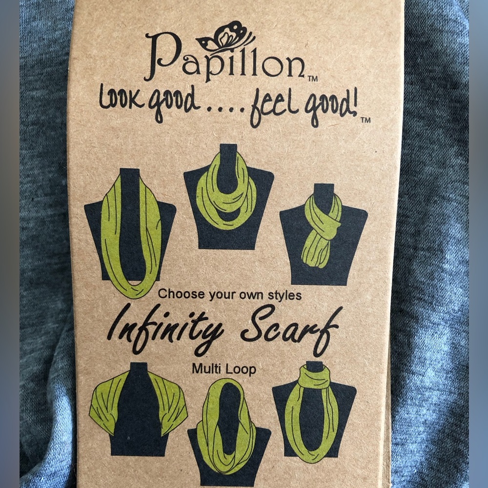 Papillon Large Gray Jersey Infinity Scarf - Picture 4 of 7